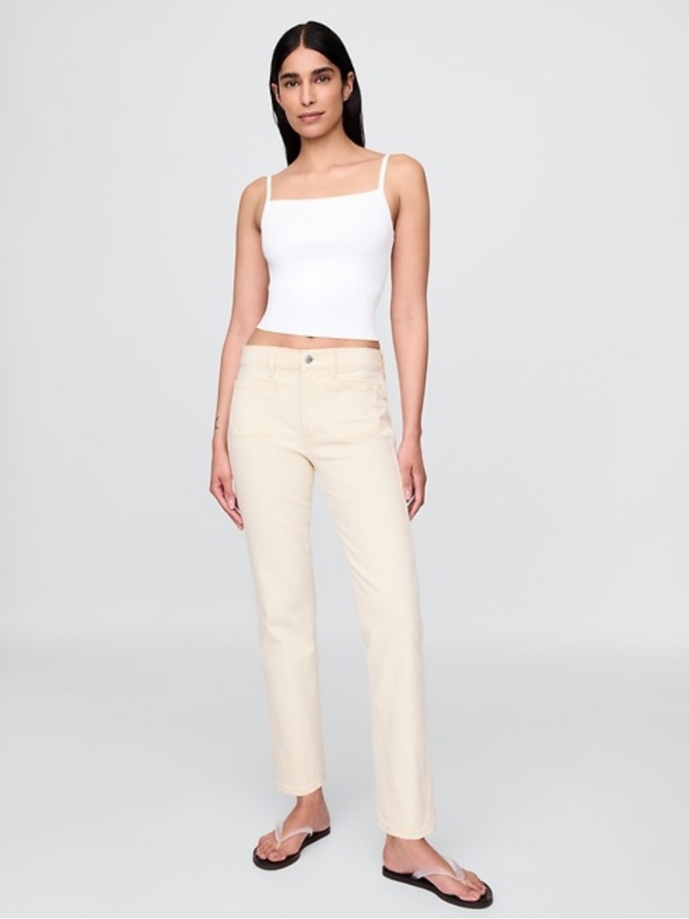 GAP High Rise '90s Straight Jeans, Sand beige Size: 28